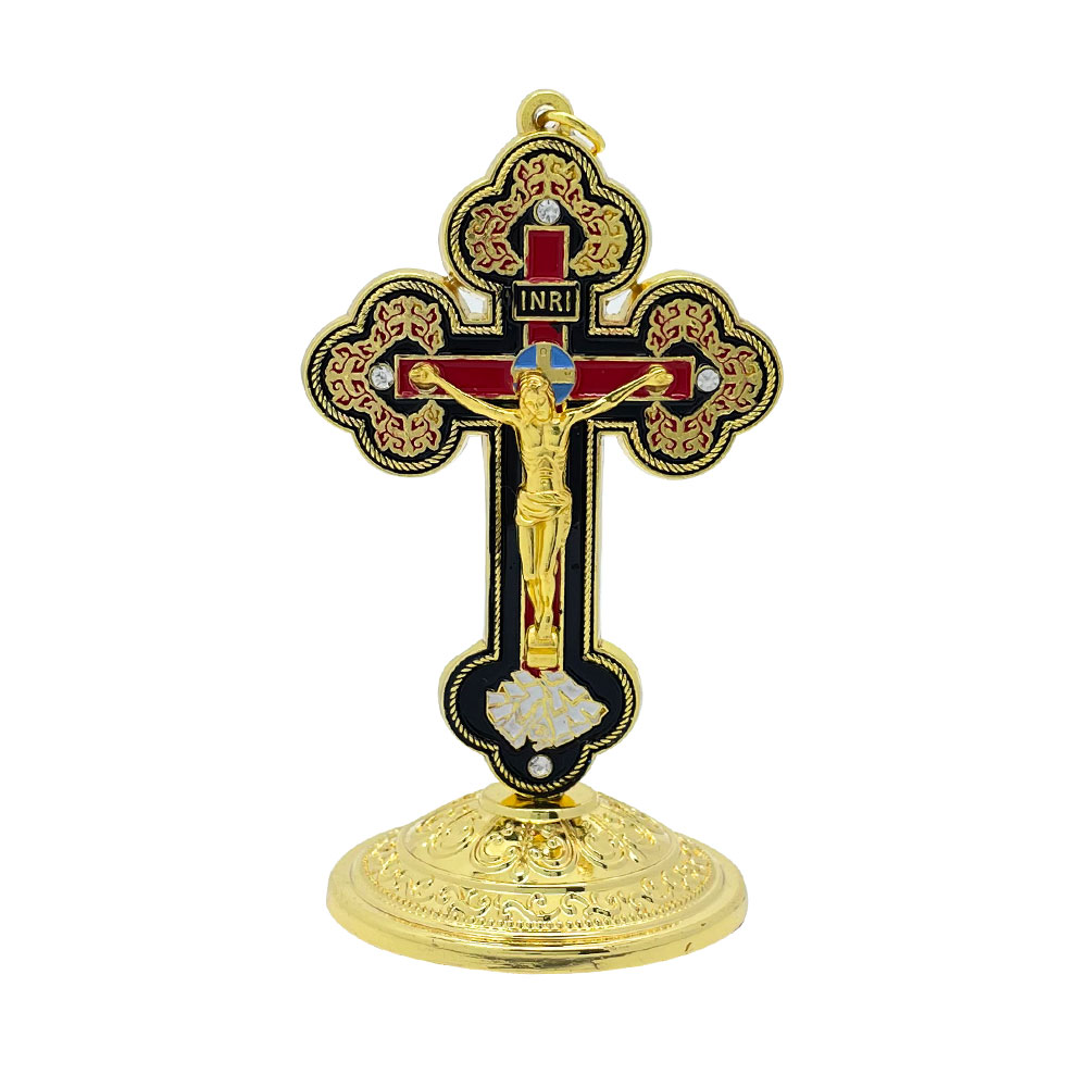 Home Decor Jesus - New2026 Catholic Standing Crucifix Gold Enamel
