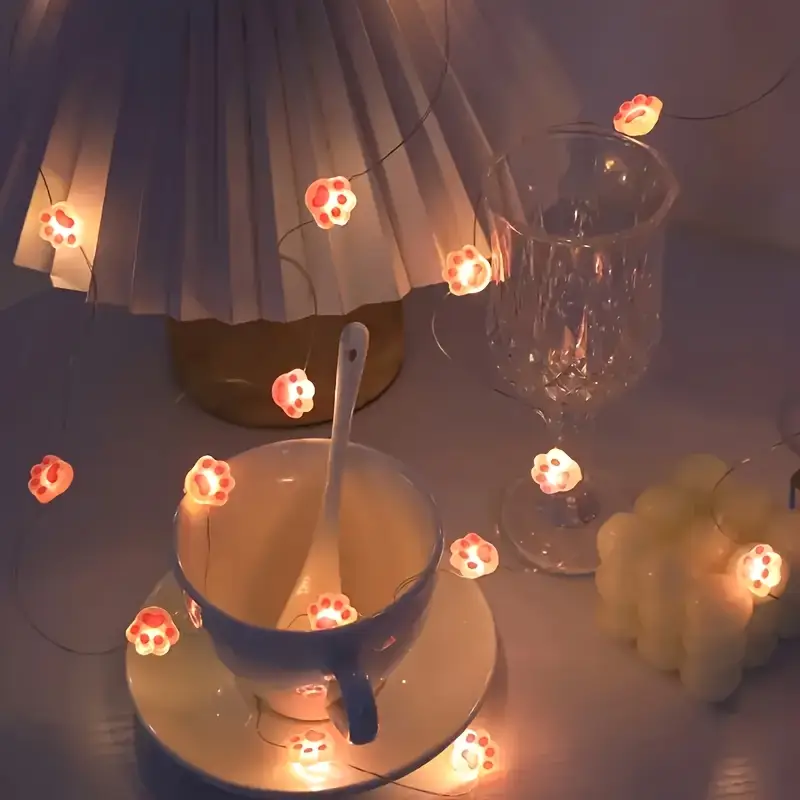 1pc 2M 20LED Pink Cute Cat Paw - đánh giá và giá Fairy Lights Bedroom