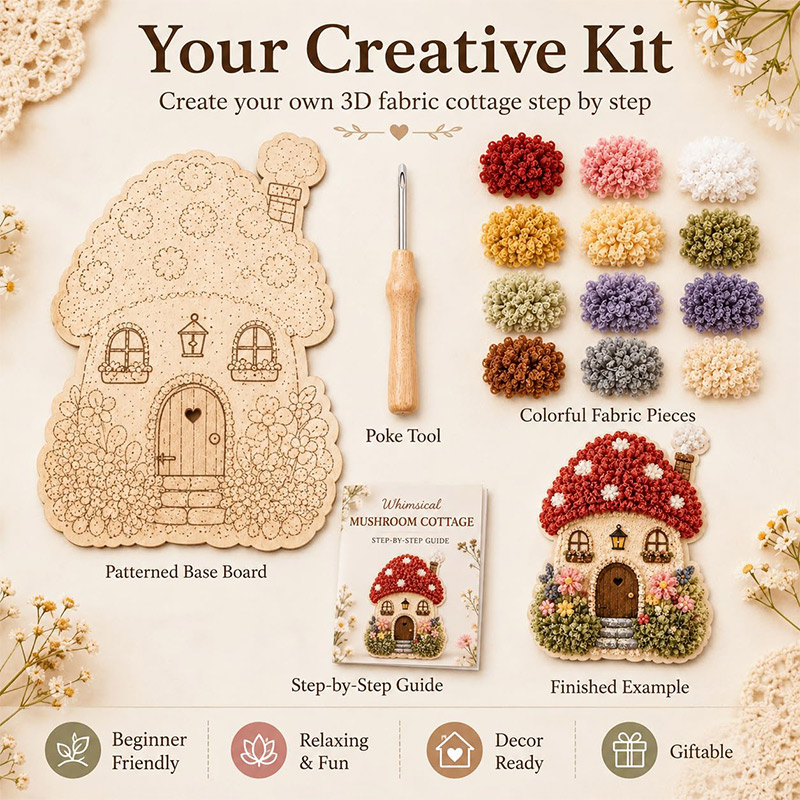 3D Mushroom House Poke Art DIY - đánh giá và giá Home Decor Inspo