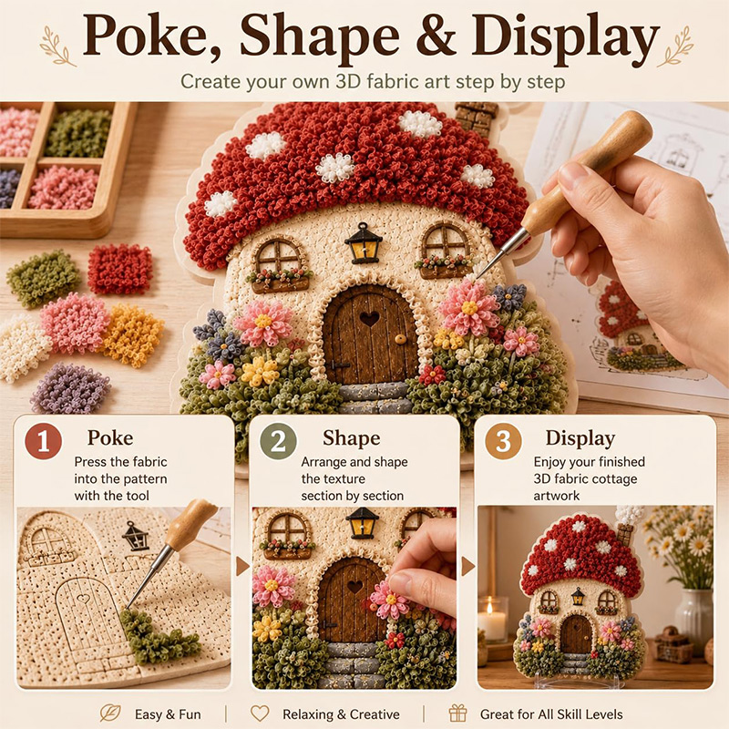 3D Mushroom House Poke Art DIY - đánh giá và giá Home Decor Inspo